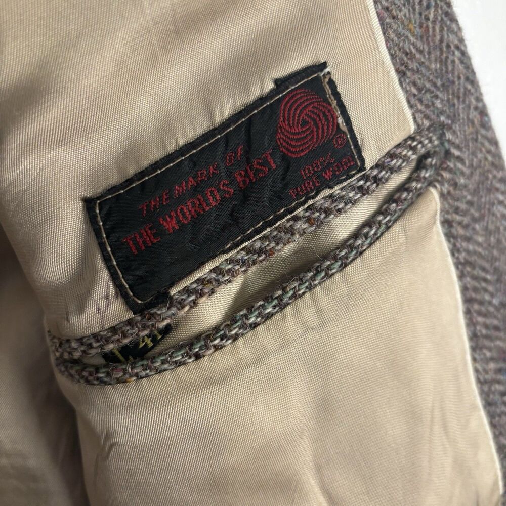 VTG Today's Man Woolmark Wool Tweed Size 41 Mens Sports Coat Blazer Jacket Brown - Picture 11 of 13